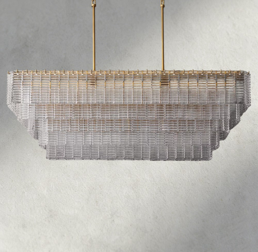 Sirene Clear Glass Rectangular Chandelier 59"-chandelier-Manorlights