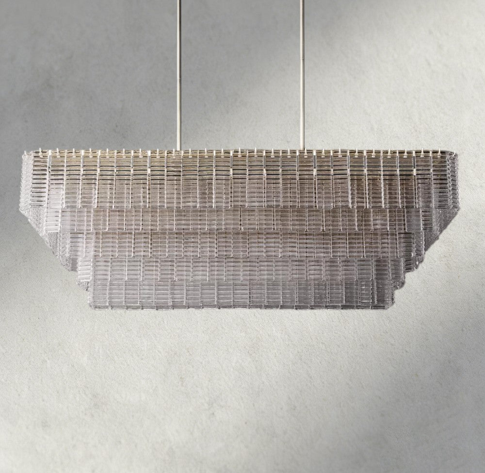 Sirene Clear Glass Rectangular Chandelier 59"-chandelier-Manorlights