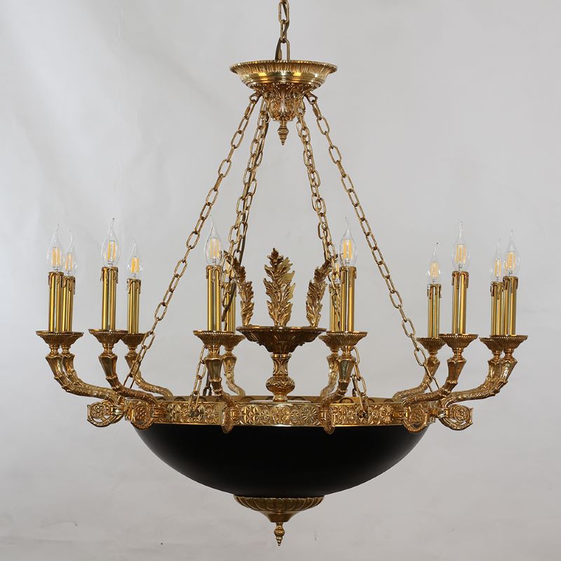 39X37 Inch 12 Lights Rococo French Empire Copper Chandelier-铜灯-Manorlights