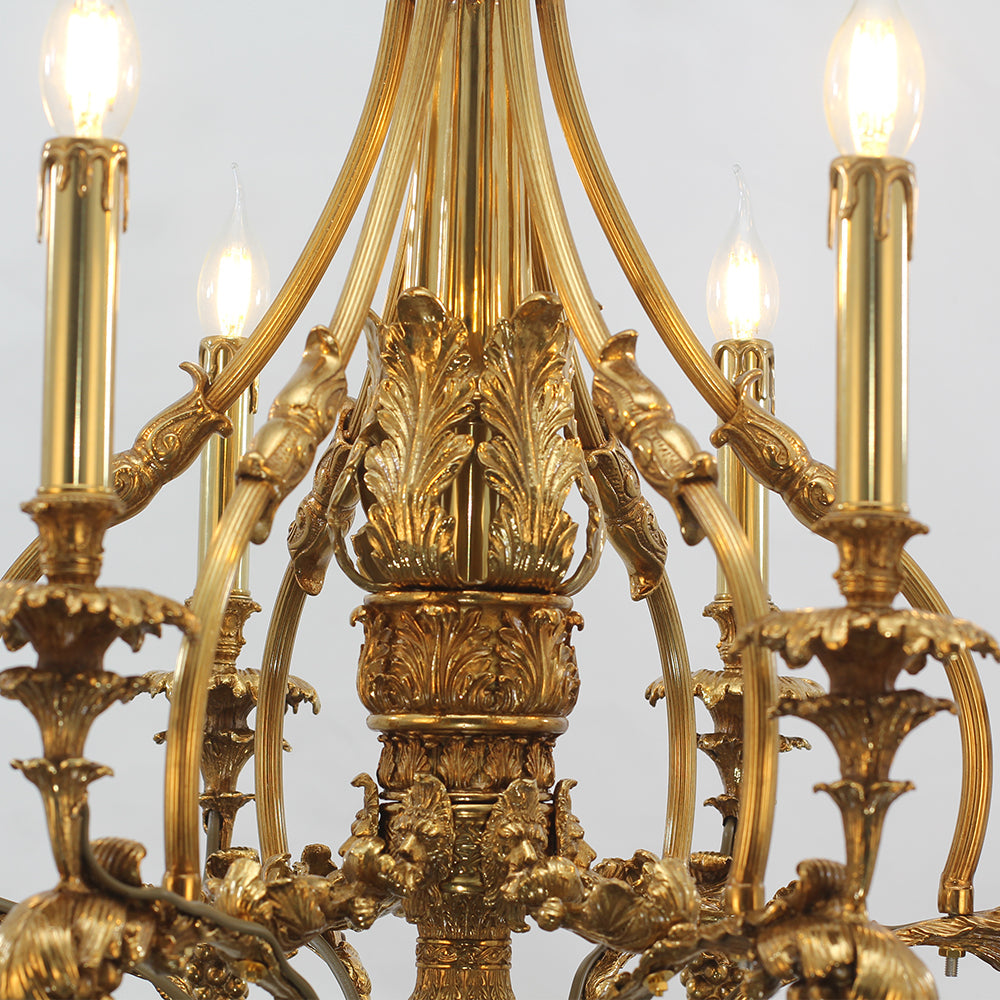 26X30 Inch 6 Lights Small Baroque Style Antique Copper Chandelier-铜灯-Manorlights
