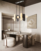 8-Light LED Linear Pendant Lighting in White Alabaster
