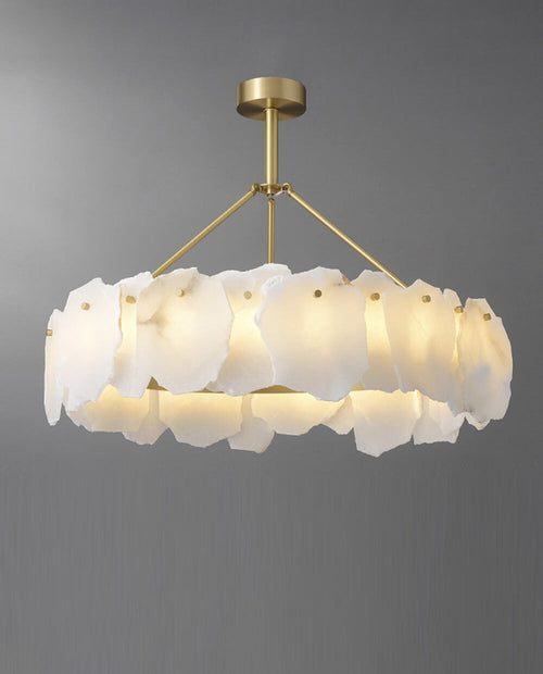 24''/ 31.5''/ 40'' Round Chandelier Modern Halo Alabaster Lighting for Bedroom-现代灯-Manorlights