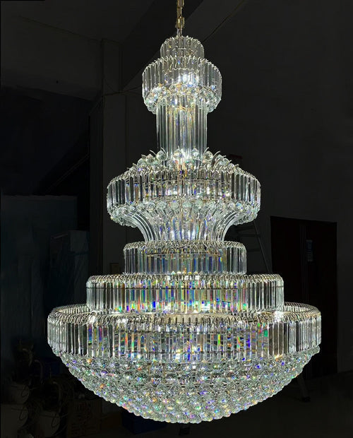 79X118 Inch Big Crystal Chandelier in Chrome Extra Large Foyer Chandelier Lighting-大吊灯-Manorlights