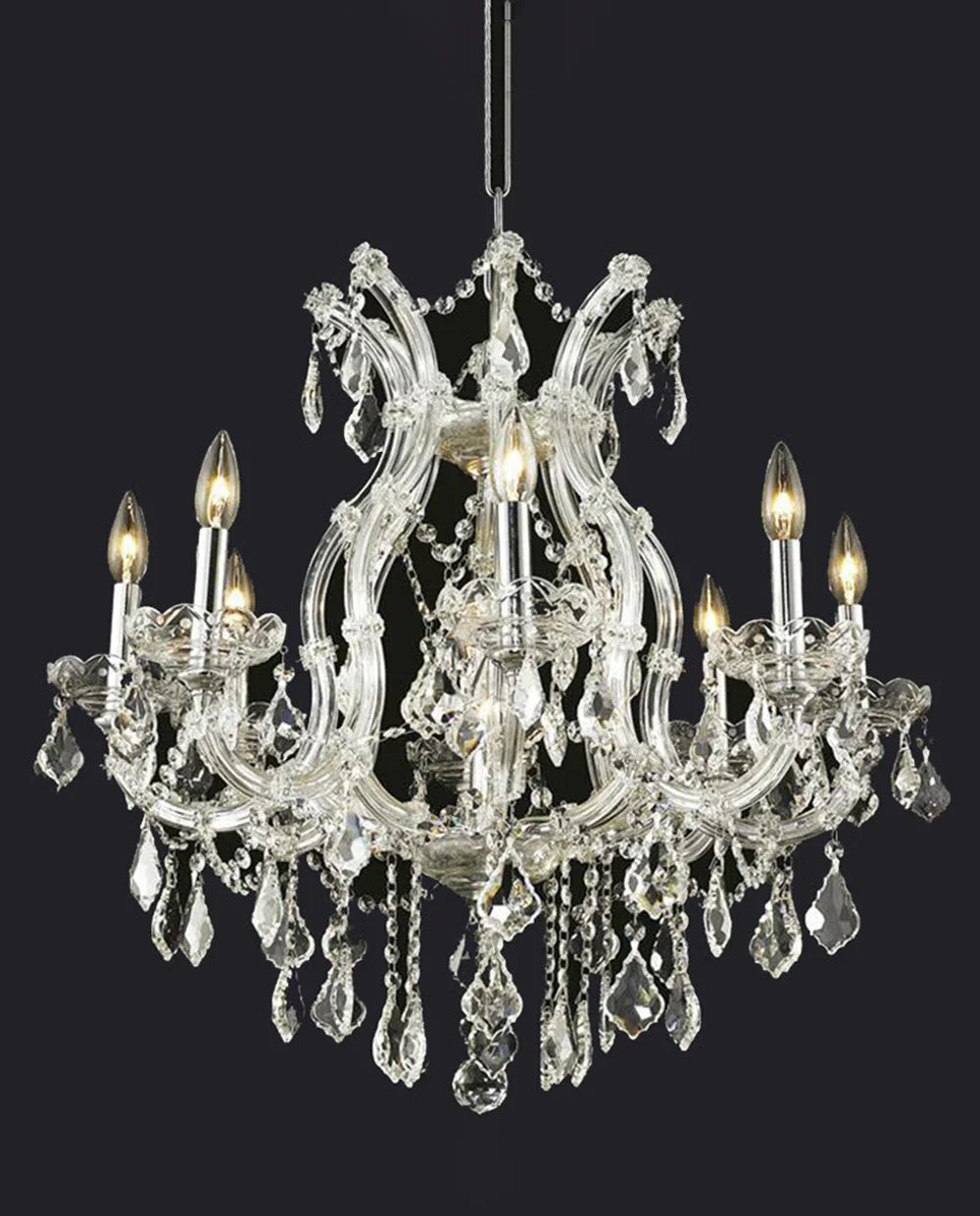 26'' Wide Chrome Chandelier Light 9 Lights Maria Theresa Crystal Chandelier MT01L9C-吊灯-Manorlights