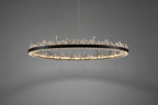 Designer 36 Inch Round Modern Chandelier Brass & Clear Geode Quartz Crystal Hanging Light-Chandelier-Manorlights