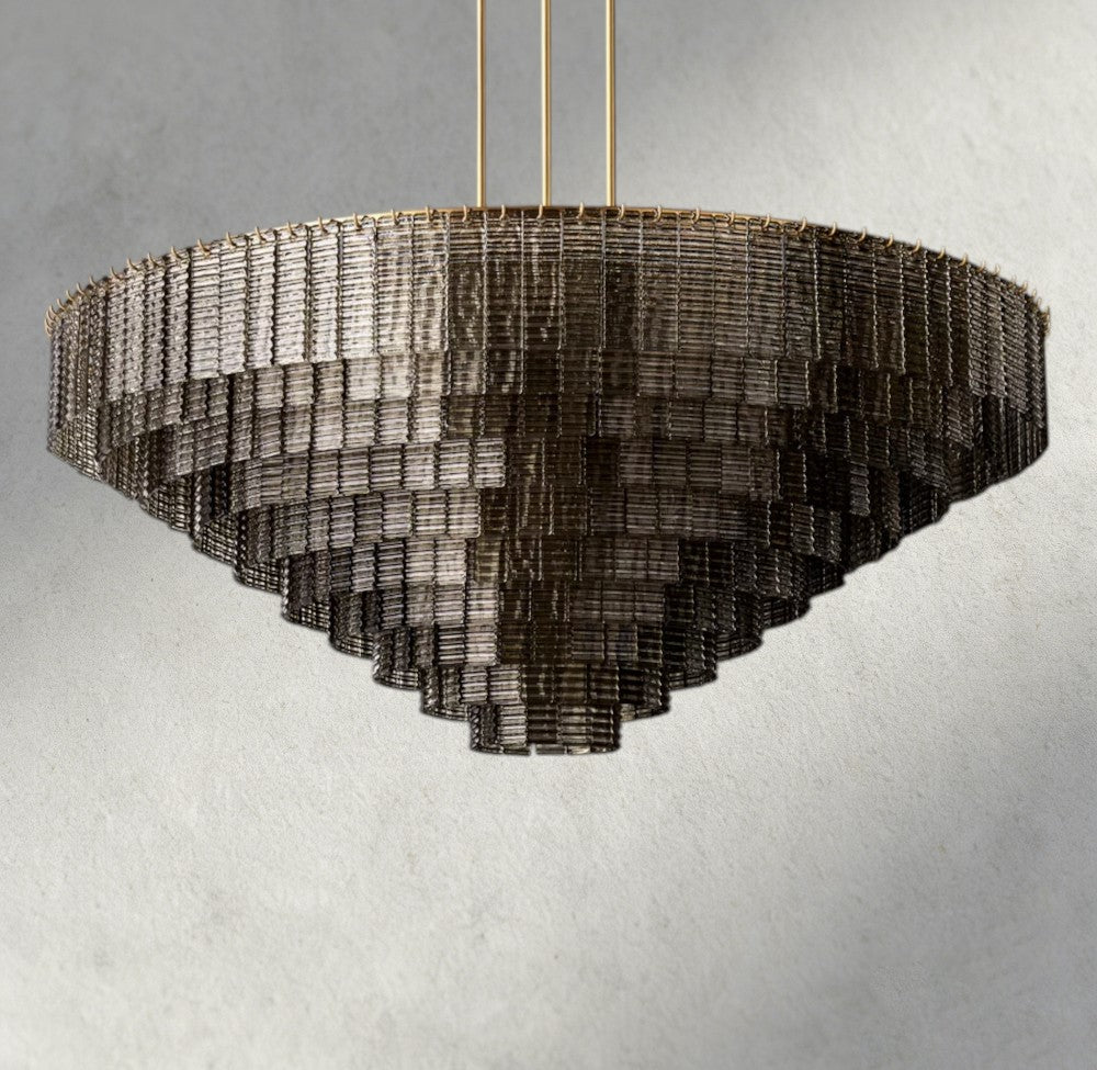 Sirene Smoke Glass Round Chandelier 41", 52", 65"-chandelier-Manorlights