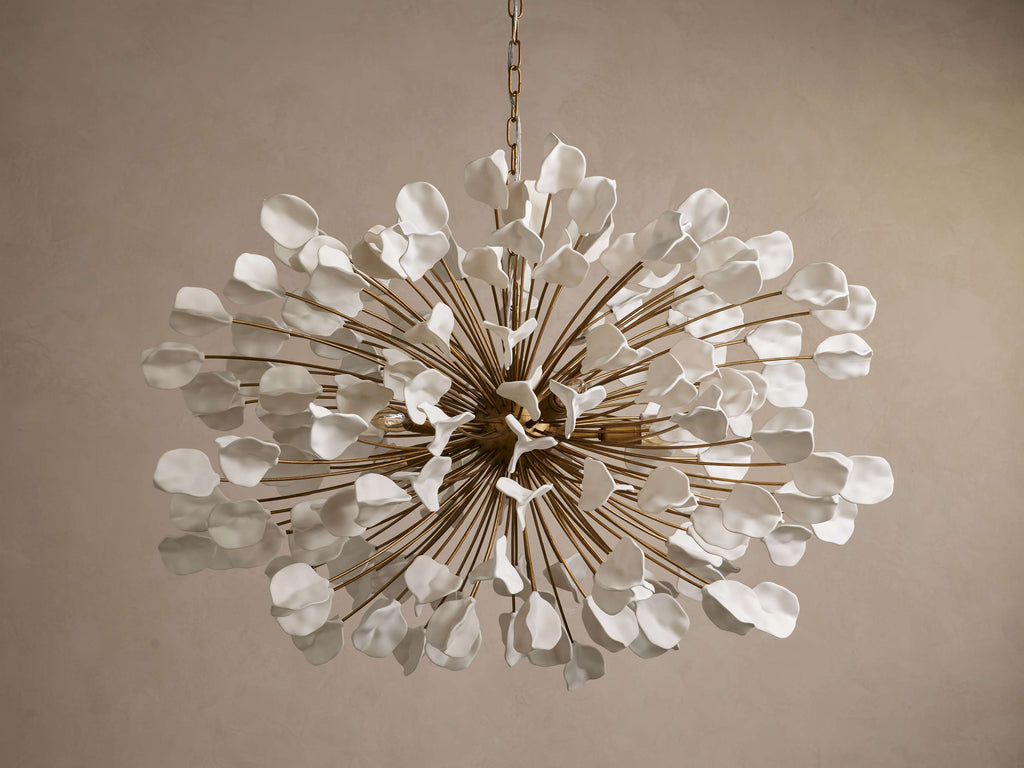 Lunaria Ceramic Leaves Chandelier 42''D-Chandelier-Manorlights
