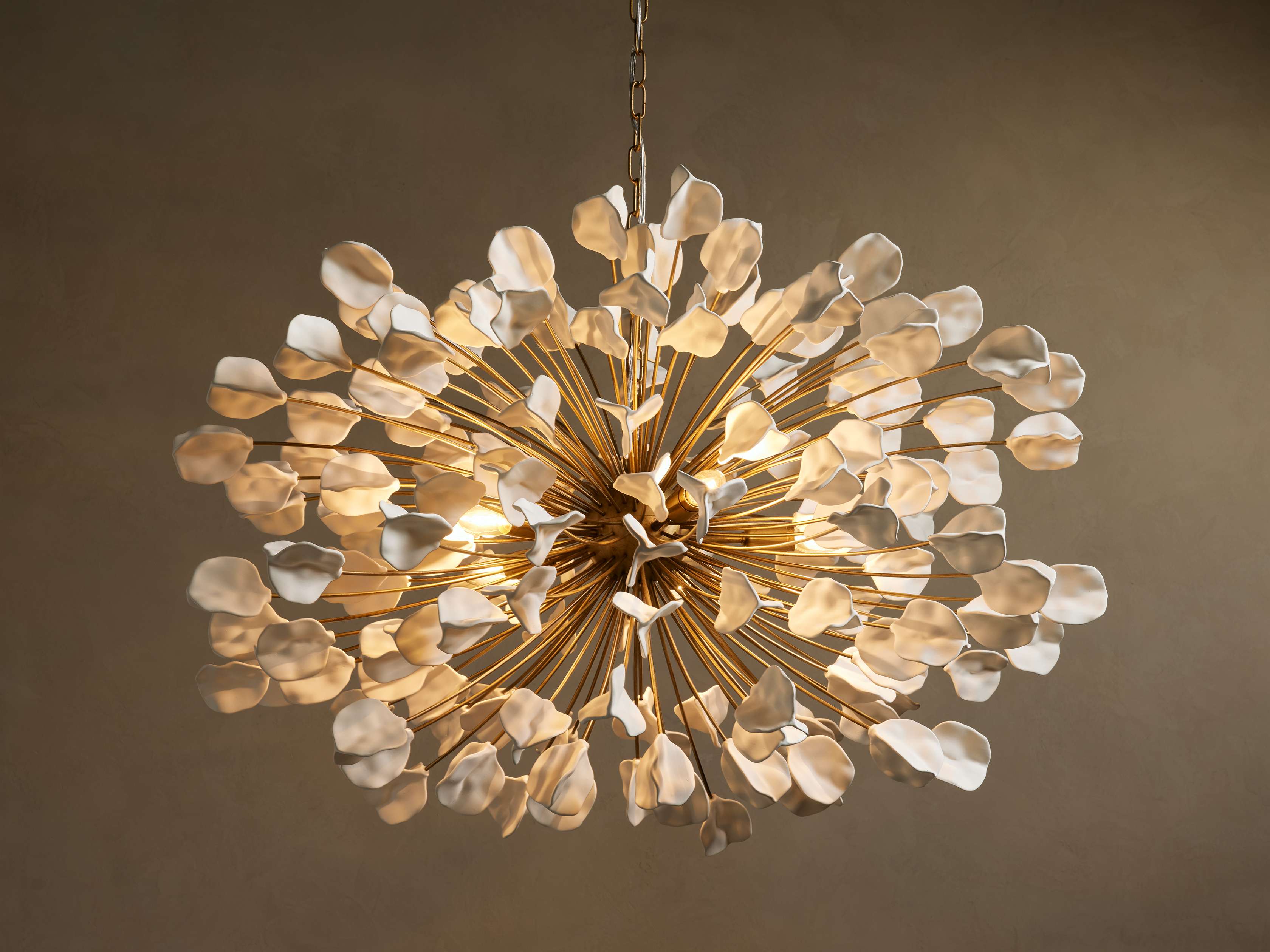 Lunaria Ceramic Leaves Chandelier 42''D-Chandelier-Manorlights