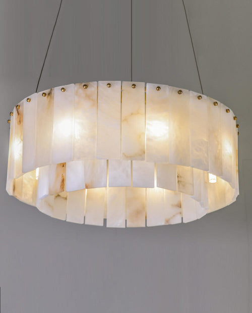 23''/ 32''/ 40'' Round Two-tier Alabaster Chandelier Lighting-现代灯-Manorlights