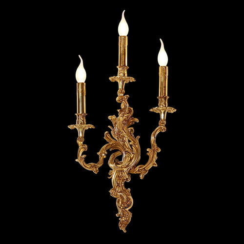 3 Lights French Retro Brass Wall Lamp Indoor Decorative Copper Wall Sconce-壁灯-Manorlights