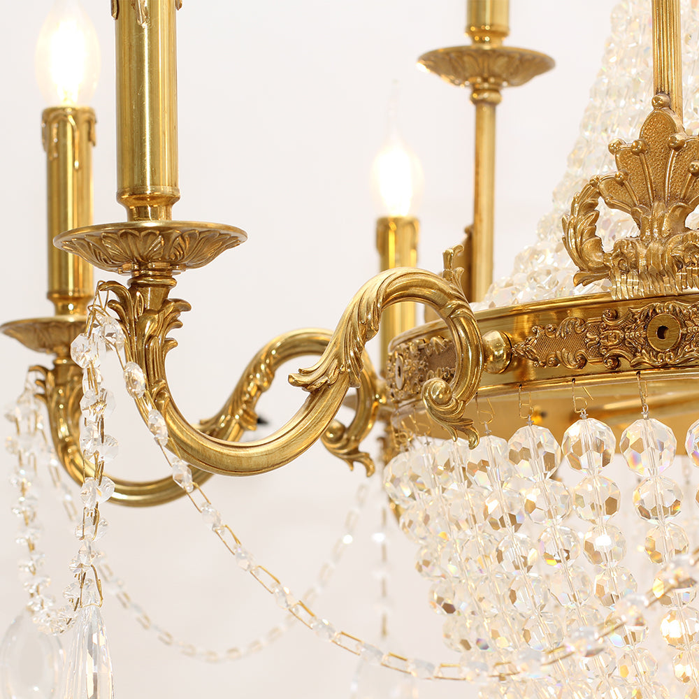 37X39 Inch 15 Lights French Empire Brass and Crystal Chandelier-铜灯-Manorlights