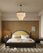 7-Layer Round Alabaster Chandelier lamp black for living room, bedroom, dining room-Manorlights