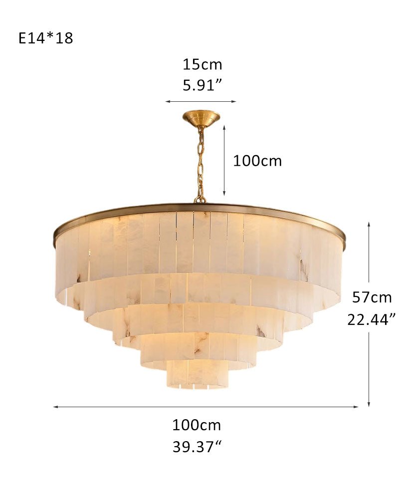 7-Layer Round Alabaster Chandelier lamp black for living room, bedroom, dining room-Manorlights