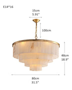 7-Layer Round Alabaster Chandelier lamp black for living room, bedroom, dining room-Manorlights