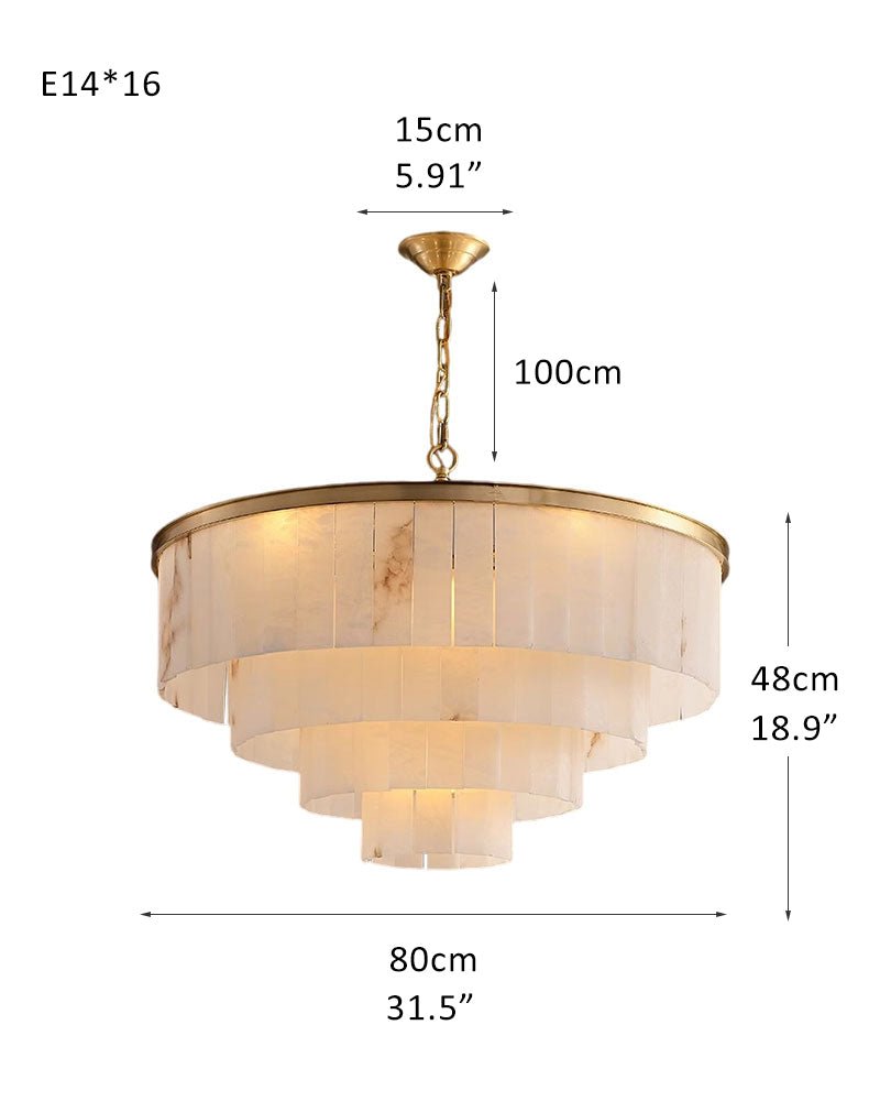 7-Layer Round Alabaster Chandelier lamp black for living room, bedroom, dining room-Manorlights