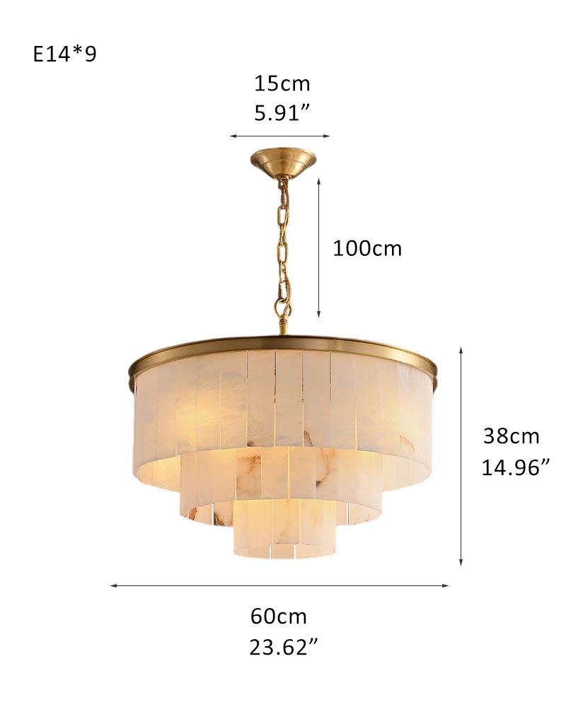 7-Layer Round Alabaster Chandelier lamp black for living room, bedroom, dining room-Manorlights
