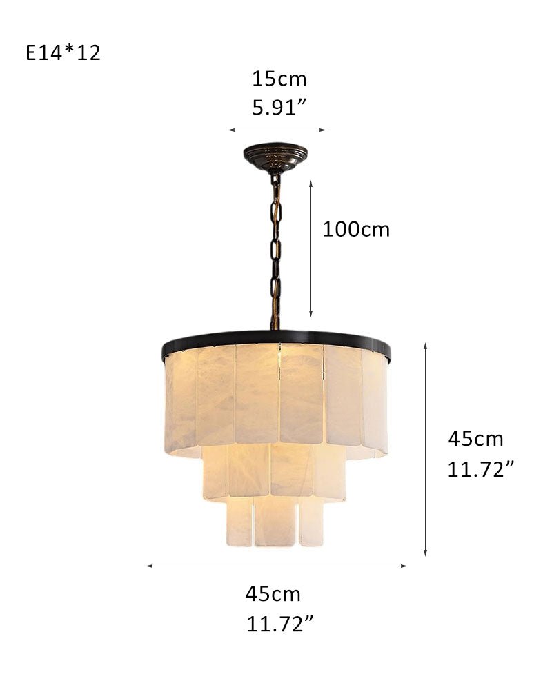 7-Layer Round Alabaster Chandelier lamp black for living room, bedroom, dining room-Manorlights