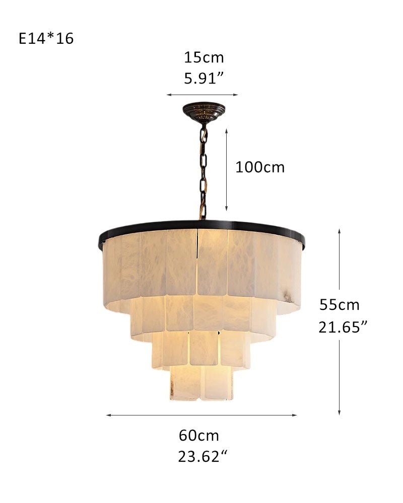 7-Layer Round Alabaster Chandelier lamp black for living room, bedroom, dining room-Manorlights