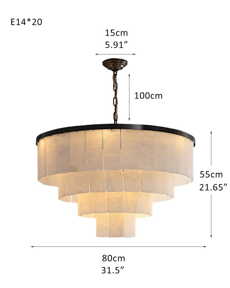 7-Layer Round Alabaster Chandelier lamp black for living room, bedroom, dining room-Manorlights