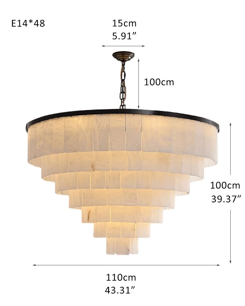 7-Layer Round Alabaster Chandelier lamp black for living room, bedroom, dining room-Manorlights