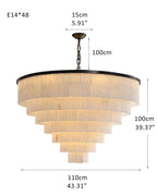 7-Layer Round Alabaster Chandelier lamp black for living room, bedroom, dining room-Manorlights
