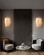7-Layer Round Alabaster Chandelier lamp black for living room, bedroom, dining room-Manorlights