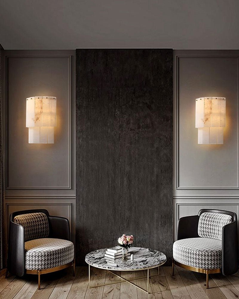 7-Layer Round Alabaster Chandelier lamp black for living room, bedroom, dining room-Manorlights