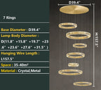 Modern Layered Ring Crystal Chandelier For High Ceiling Living Room /Foryer/Stairscase
