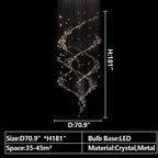 Extra Large Luxury Art Double Spiral Creative Crystal Chandelier For High-ceiling Foyer/Hallway/Entryway-Manorlights