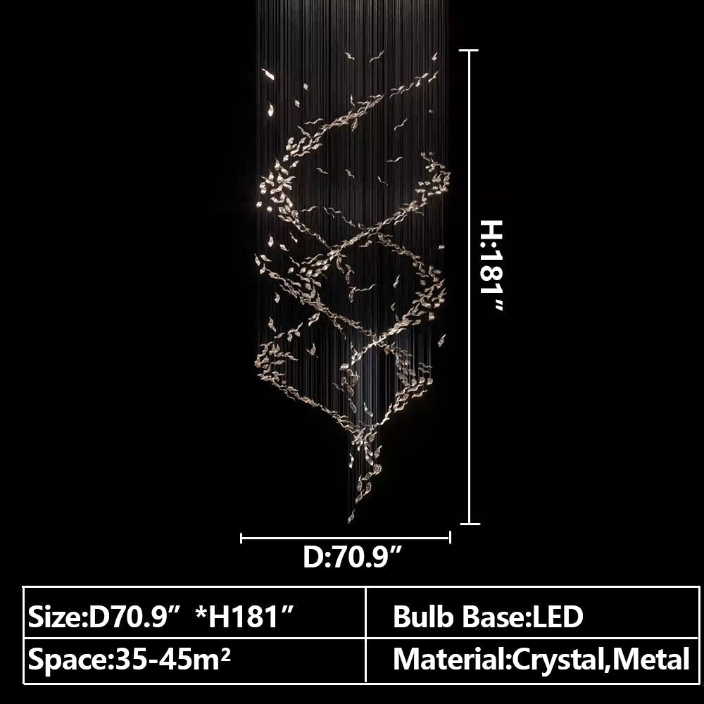 Extra Large Luxury Art Double Spiral Creative Crystal Chandelier For High-ceiling Foyer/Hallway/Entryway-Manorlights