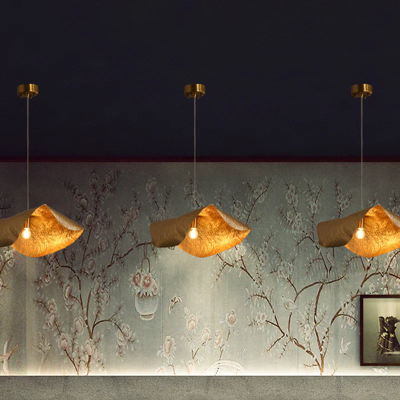 Postmodern Withered Leaf Parlor Pendant Lighting Fixture in Brass-Manorlights