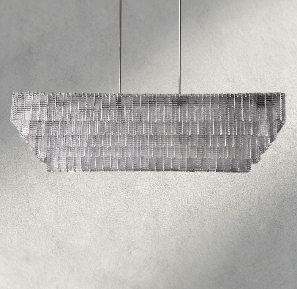 Sirene Clear Glass Rectangular Chandelier 59"-chandelier-Manorlights