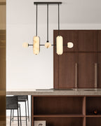 8-Light LED Linear Pendant Lighting in White Alabaster