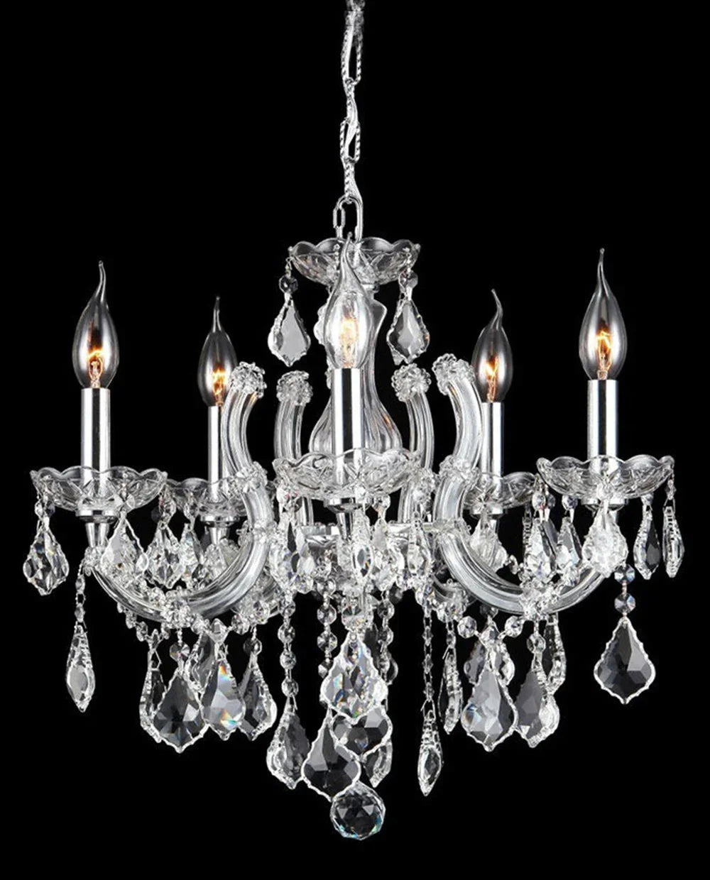 18'' Wide Small Chandelier 5 Lights Maria Theresa Crystal Chandelier MT01L5C-吊灯-Manorlights