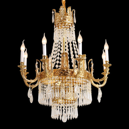 31'' W x 33'' H Small Antique Brass and Crystal Chandelier Lighting-铜灯-Manorlights