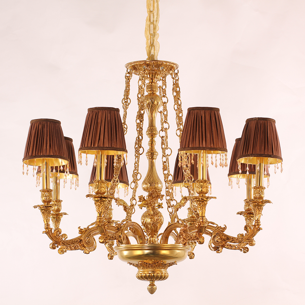 35X30 Inch 8 Lights Baroque Style Antique Copper Chandelier-铜灯-Manorlights