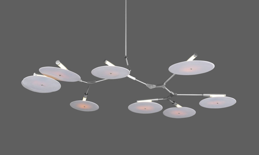 9-light Branching Disc Flush mount - Brushed Brass / Porcelain-Manorlights