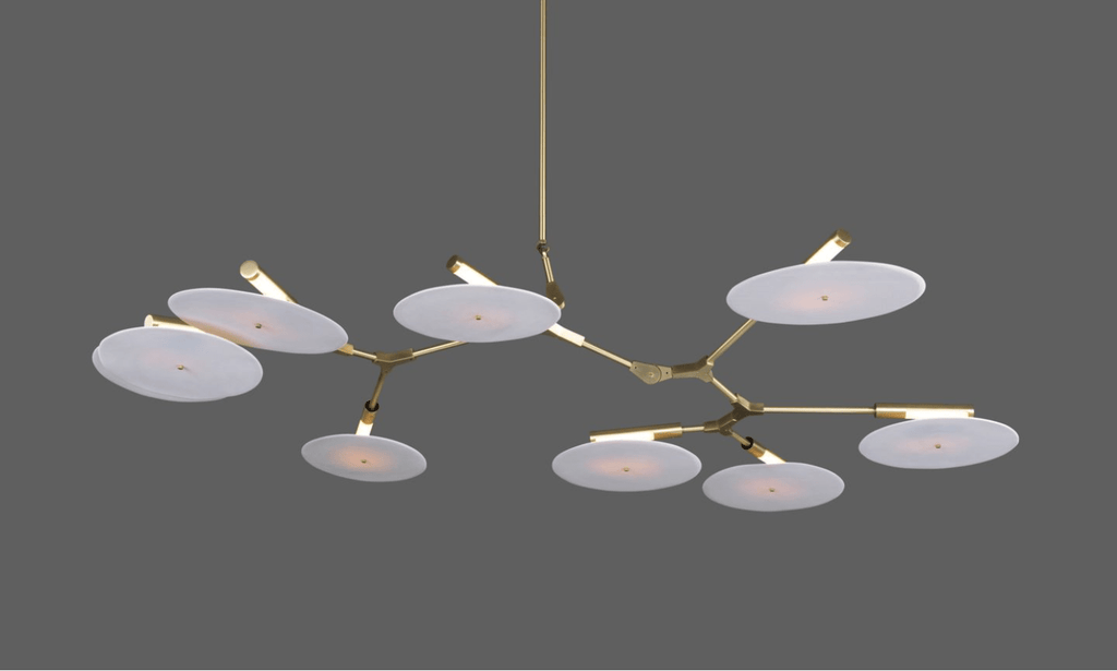 9-light Branching Disc Flush mount - Brushed Brass / Porcelain-Manorlights