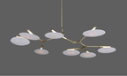 9-light Branching Disc Flush mount - Brushed Brass / Porcelain-Manorlights