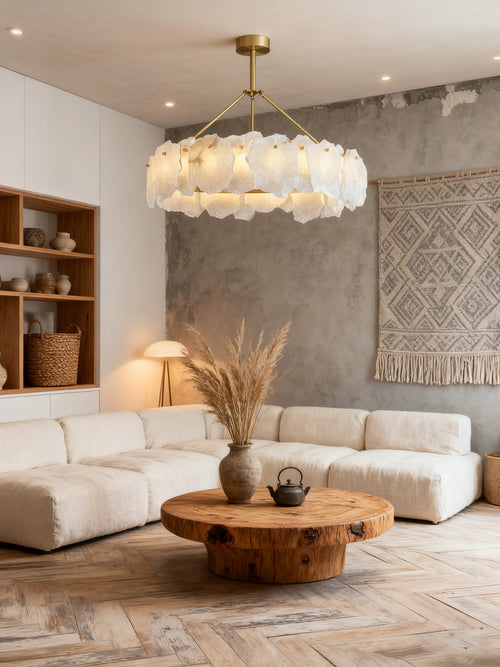 24''/ 31.5''/ 40'' Round Chandelier Modern Halo Alabaster Lighting for Bedroom-现代灯-Manorlights