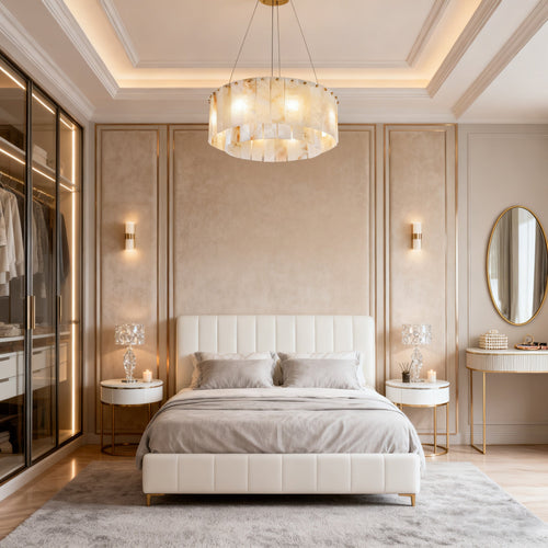 23''/ 32''/ 40'' Round Two-tier Alabaster Chandelier Lighting-现代灯-Manorlights