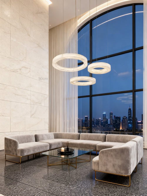 24''/ 31.5''/ 40'' Single Ring Modern Alabaster Chandelier Lighting-现代灯-Manorlights