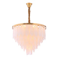 Leaf Round Tiered Glass Chandelier