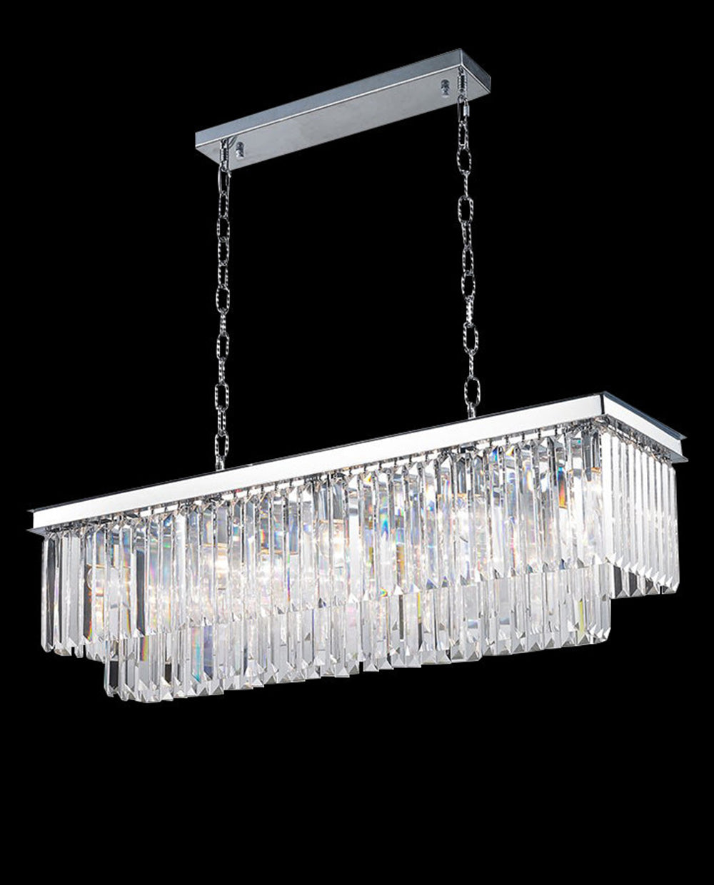 40 Inch Rectangle Chandelier Modern Crystal Chandelier Lighting for Dining Room-现代灯-Manorlights