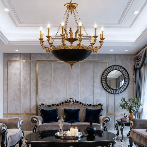 39X37 Inch 12 Lights Rococo French Empire Copper Chandelier-铜灯-Manorlights