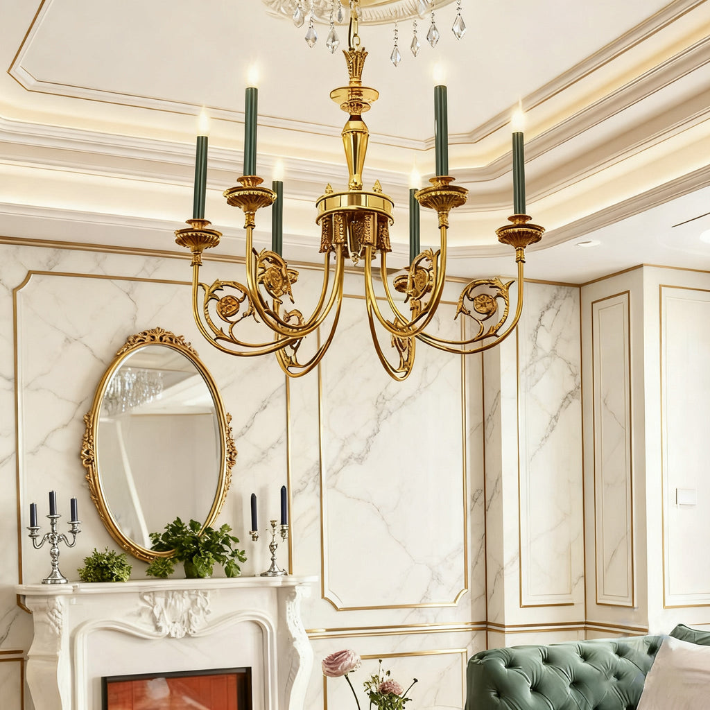 26-34 Inch Multiple Size Small Baroque Style Royal French Copper Chandelier Lighting-铜灯-Manorlights