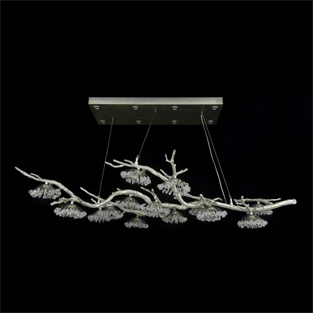 Hanasaku Crystal Bud Branch Fourteen-Light Oblong Chandelier - Manorlights
