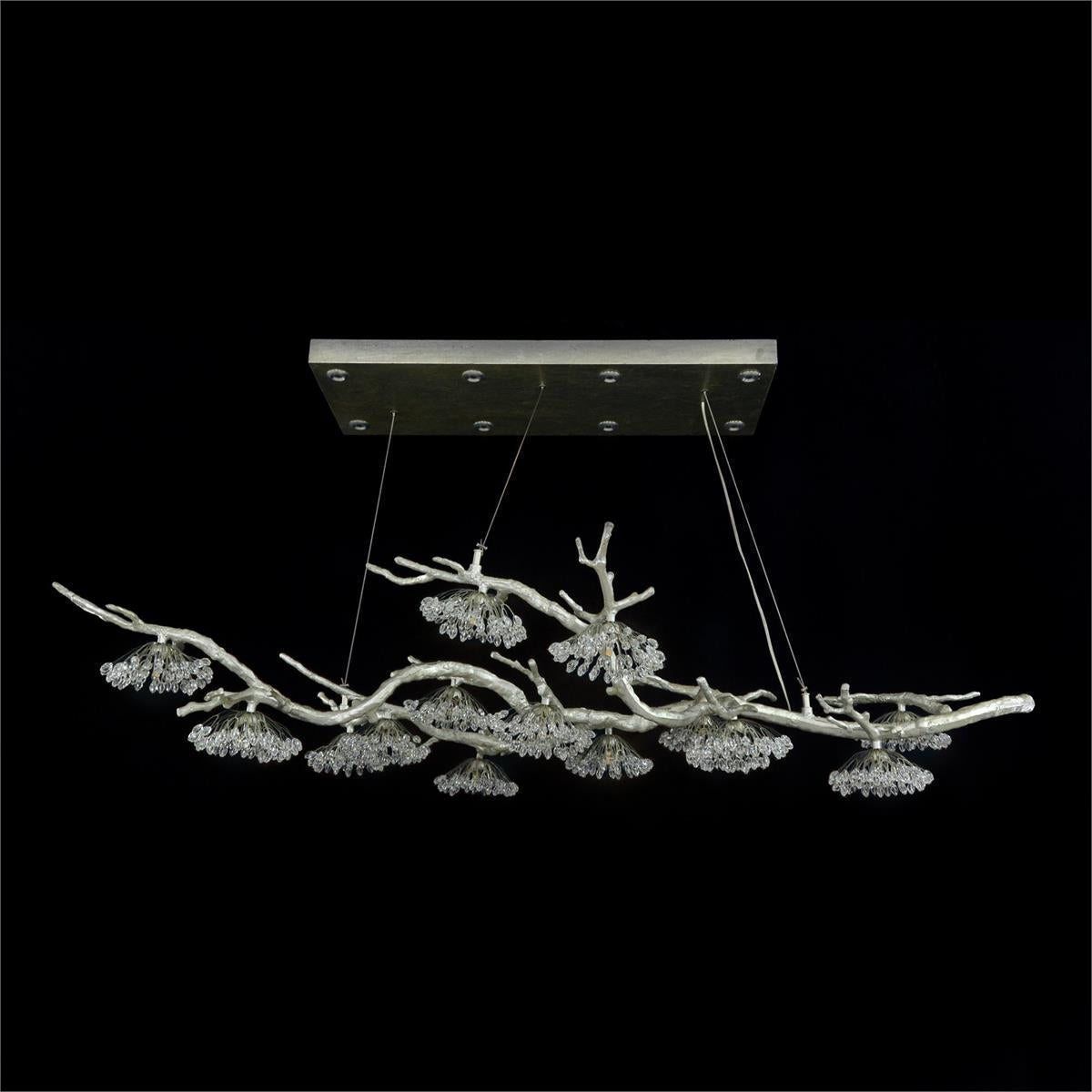 Hanasaku Crystal Bud Branch Fourteen-Light Oblong Chandelier - Manorlights