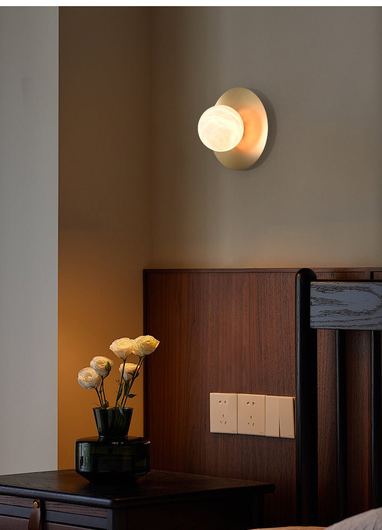 Round Alabaster Orb Sconce - Vakkerlight
