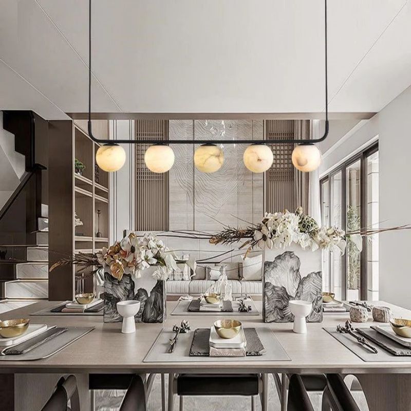 Alabaster Clool Linear Chandelier-Pendant for living room,Pendant for kitchen,Pendant for bathrooms,Pendant for bedrooms,Pendant for foyer,Pendant for stairways,Pendant for dining room-Manorlights